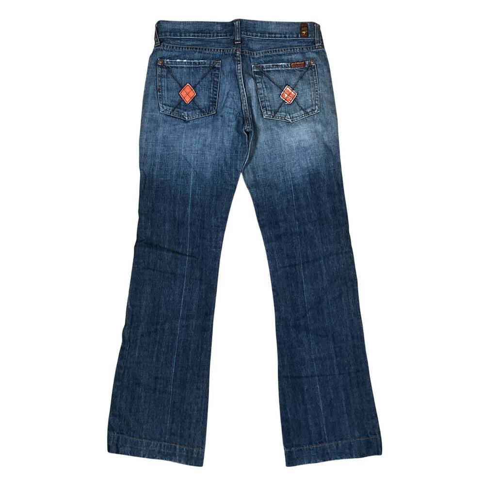 7 For All Mankind Jeans Womens 29x31 Dojo Flare Low Rise USA Pocket Embroidery
